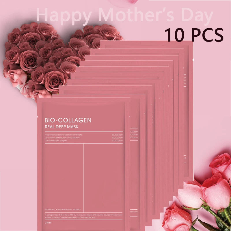 Hydrating Moisturizing Collagen Face Mask Skin Friendly Fit Firming Soothing Facial Treatment FOR Healthy Glowing Skin