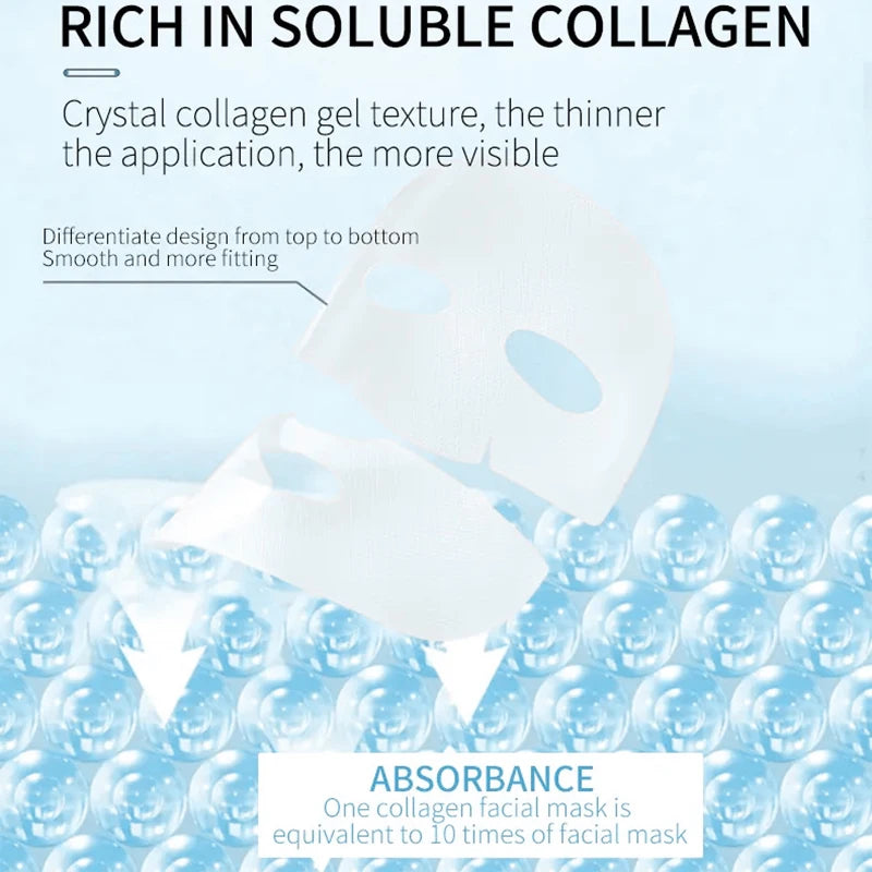Hydrating Moisturizing Collagen Face Mask Skin Friendly Fit Firming Soothing Facial Treatment FOR Healthy Glowing Skin