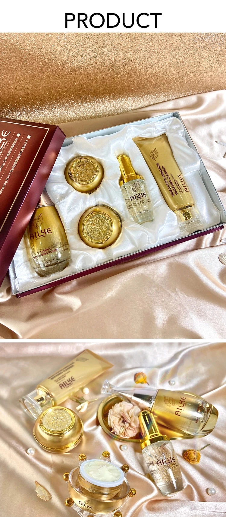 AILKE Whitening Skin Care Set, Reduce Wrinkles, Dark Spots, Anti-Aging, Women Wholesalers Beauty Cosmetics for All Skin Types
