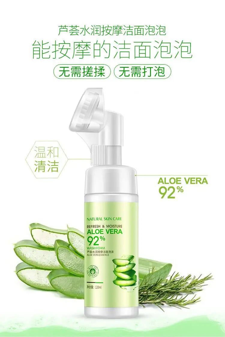 120ml Bioaqua Aloe Vera Moisturizing Massage Cleansing Foam Moisturizing Gentle Care Deap Clean Facial Cleanser