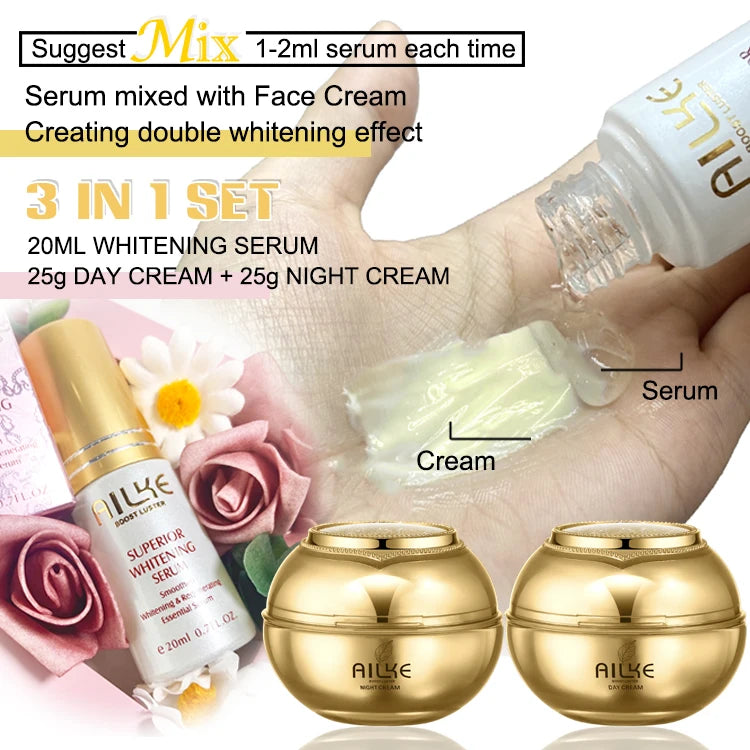 AILKE Whitening Skin Care Set, Reduce Wrinkles, Dark Spots, Anti-Aging, Women Wholesalers Beauty Cosmetics for All Skin Types