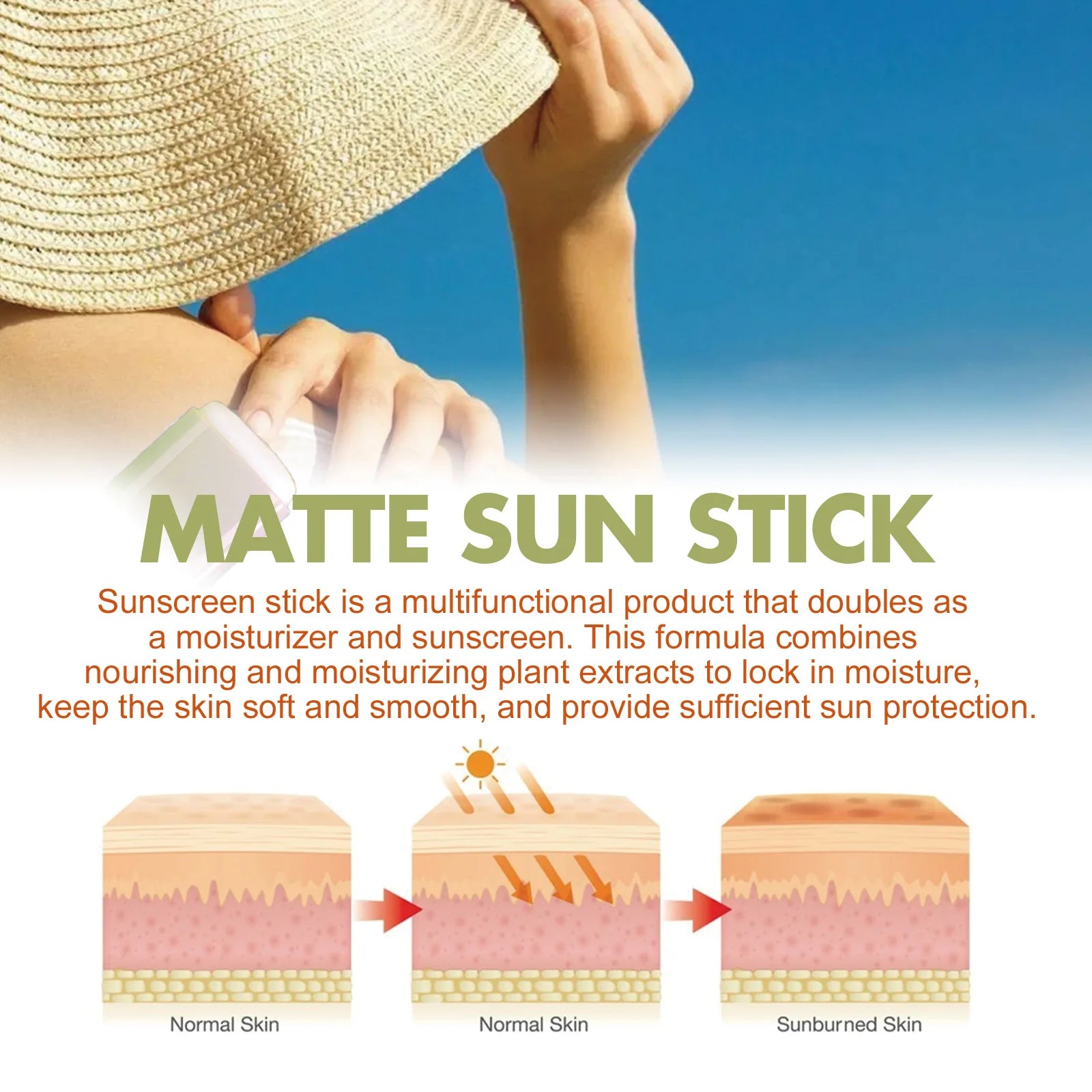 Face Body Sunscreen Matte Sun Stick Spf 50+ Uv Protective Refreshing Hydrating Waterproof Solar Blocker Isolation Sunblock Cream