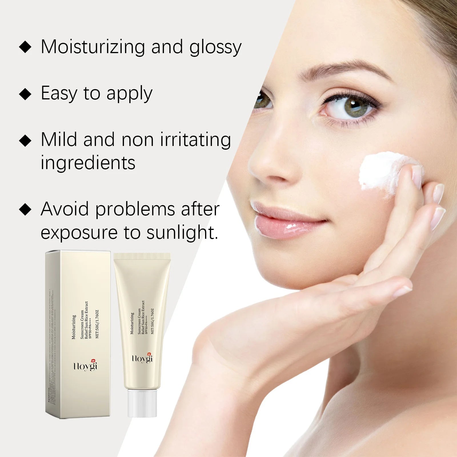 Moisturize Sunscreen Cream SPF 50+ Non greasy Prevent UV Lasting Hydrating Soothing Smoothing Face Sunscreen Cream for Summer