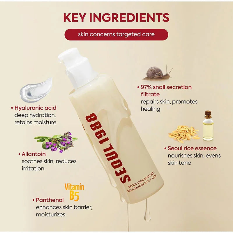 Seoul 1988 Rice Soothing Toner,Cleansing Foam,Retinol Liposome Face Cream Care Serum,Moisturizing sunscreen,Korean Skincare Set