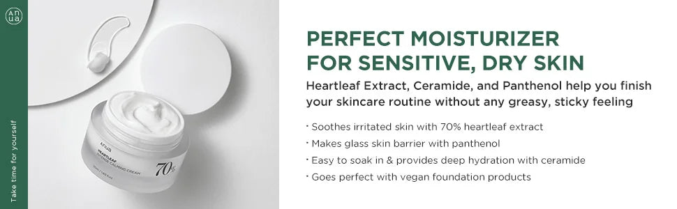 ANUA Heartleaf 70 Intense Calming Cream with Ceramide Whitening Cream Moisturizing Facial Cream 50ml Korean Skin care Product