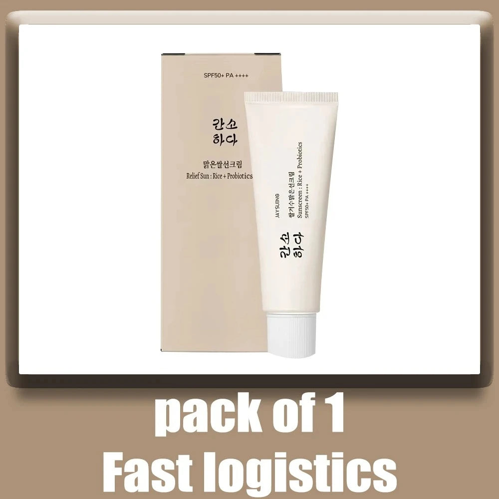 50ml SPF50+ Rice Organic Sunscreen Lightweight And Non-Greasy Anti UV Sun Block Facial Sunscreen
