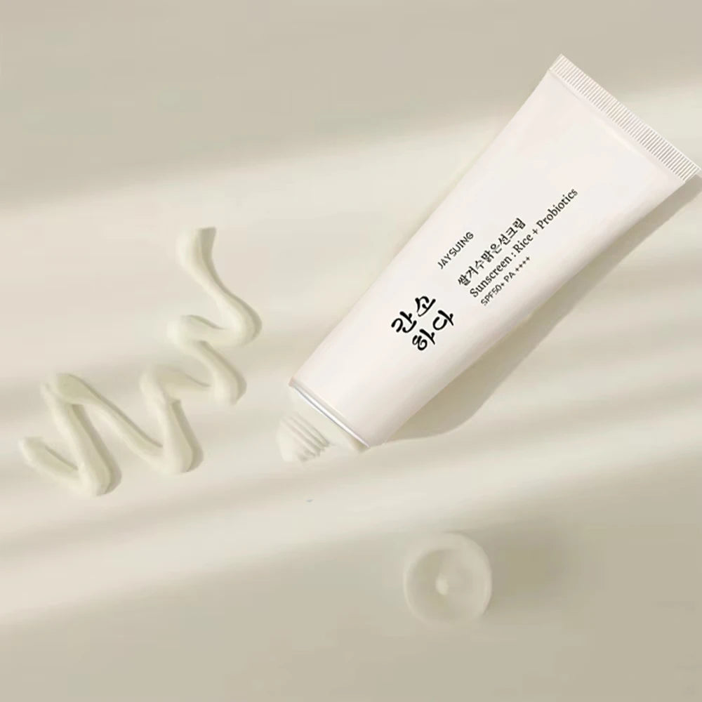SPF50 + sunscreen, 50ml Korean rice probiotic sunscreen, relieve sun exposure, soft facial moisturizer, efficient sun protection