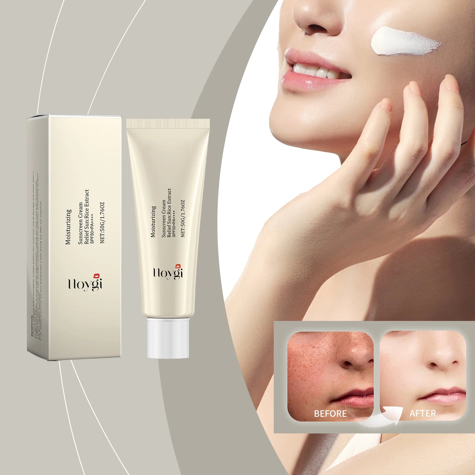 Moisturize Sunscreen Cream SPF 50+ Non greasy Prevent UV Lasting Hydrating Soothing Smoothing Face Sunscreen Cream for Summer