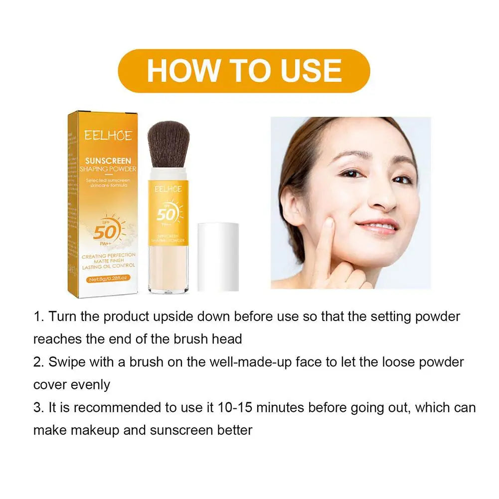 Waterproof Spf50 Sunscreen Loose Powder Sunblock Skin Protective Invisible Pore Solar Blocker Oil Control For Women Face Care