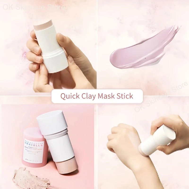 Facial Cleansing Set Centella Cleansing Foam,Poremizing Quick Clay Stick Mask and Gentle Makeup Remover Oil Pore Care 2pcs Set
