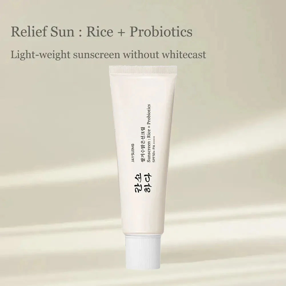 50ml SPF50+ Rice Organic Sunscreen Lightweight And Non-Greasy Anti UV Sun Block Facial Sunscreen