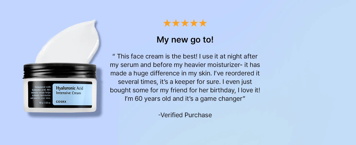 COSRX Hyaluronic Acid Moisturizing Cream, Long-lasting Hydration, Rich Moisturizer for Sensitive Skin 3.52 oz / 100g