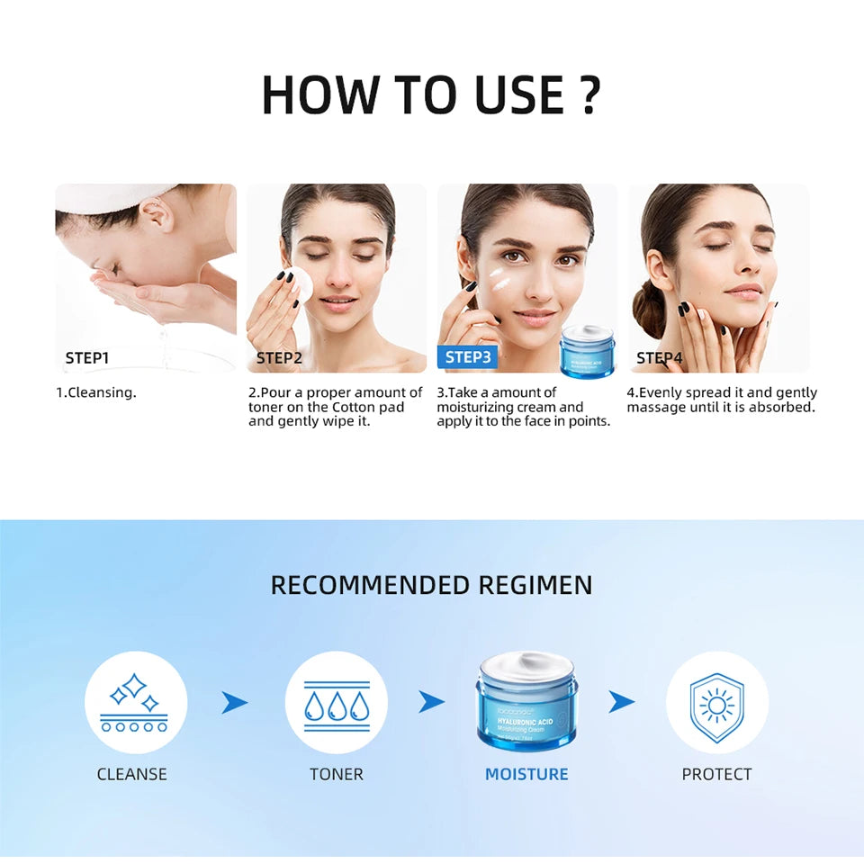 Hyaluronic Acid Gel Cream Hydrating Face Moisturizer For Hydrate&Smooth Extra-Dry Skin Nourishing Improve Dryness Facial Lotion