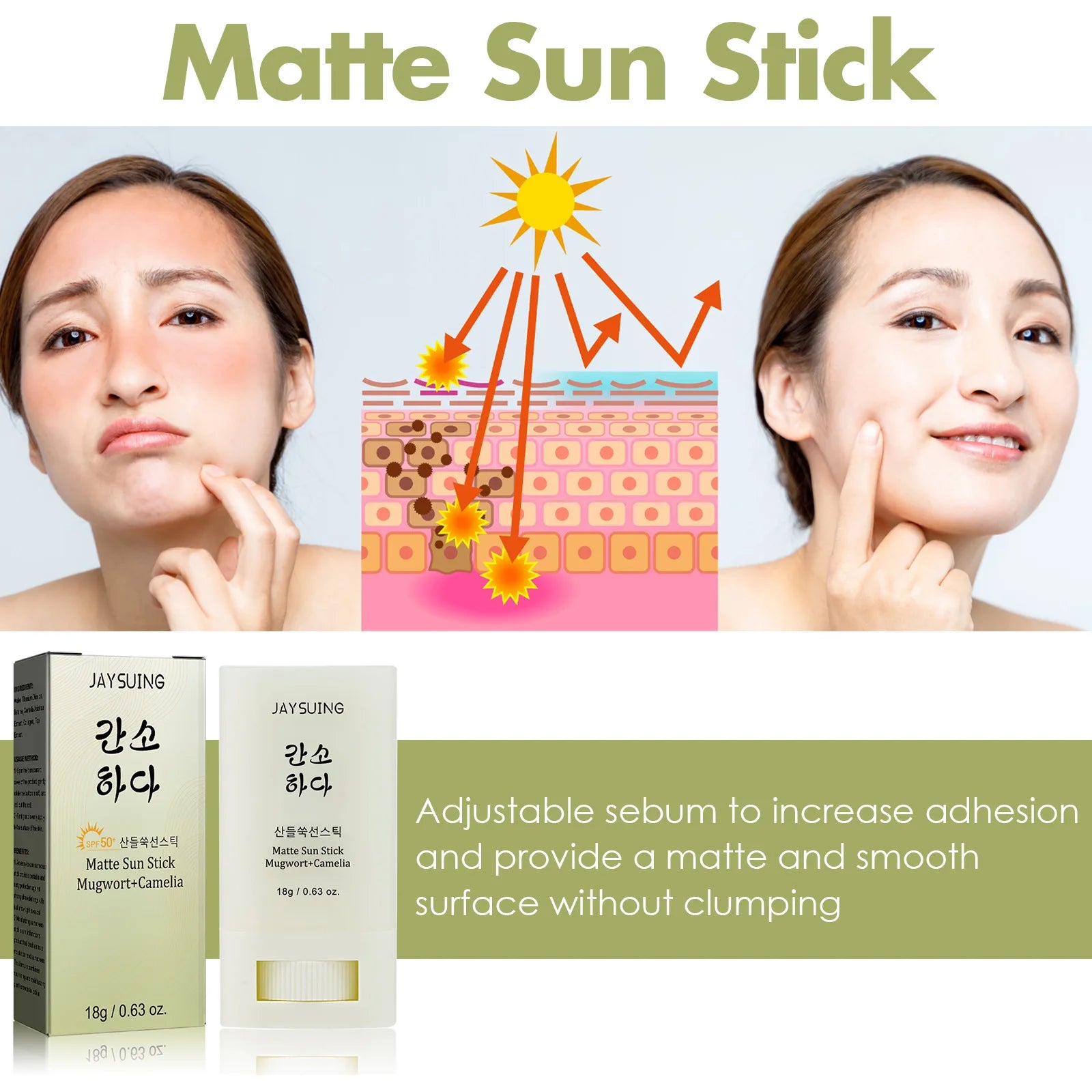 Face Body Sunscreen Matte Sun Stick Spf 50+ Uv Protective Refreshing Hydrating Waterproof Solar Blocker Isolation Sunblock Cream