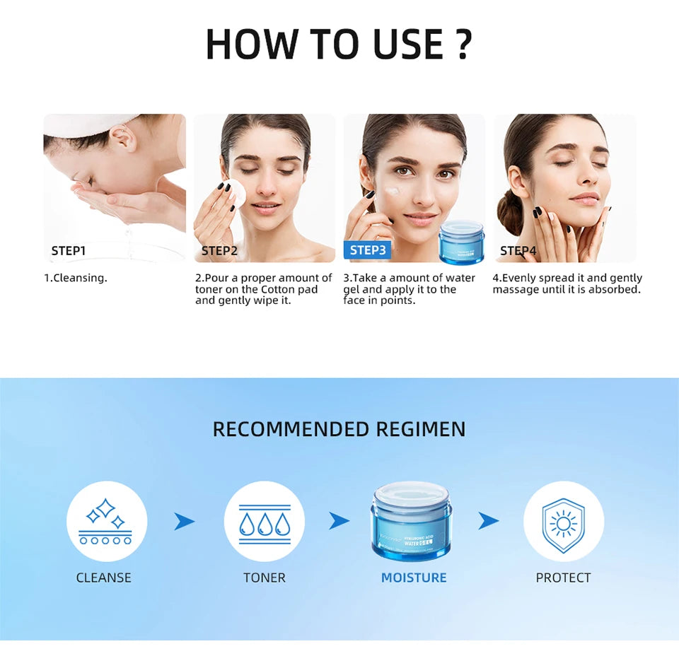 Hyaluronic Acid Gel Cream Hydrating Face Moisturizer For Hydrate&Smooth Extra-Dry Skin Nourishing Improve Dryness Facial Lotion