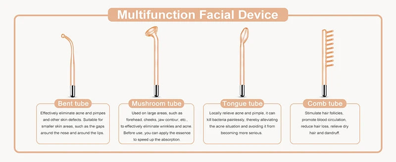 New Orange High Frequency Facial Machine Electrotherapy Wand Neon Argon Tubes Wands Device Face Skin Care  Beauty Tools Home Use