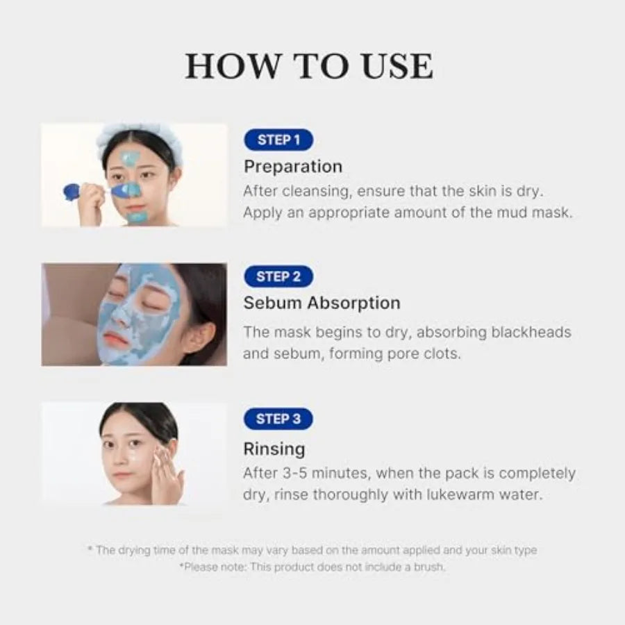 Zero Pore Black Mud Facial Mask Skin Cooling Pore Tightening 3 Minute Quick Dry Formula with AHA BHA PHA and PorePurifying Clay