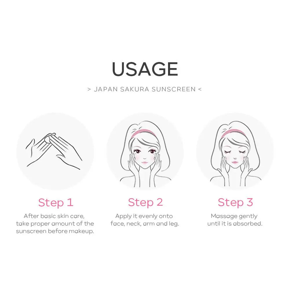 Sakura Sunscreen Cream SPF50 Moisturizing UV Protect Face Body Sunscreen Isolation Lotion Oil Control Reduce Melanin Skin Care